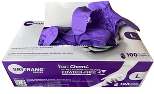 Sri Trang Nitrile Exam Medical Gloves, Disposable Powder-Free 5 MIL Large - 100 - Picture 1 of 4