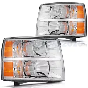 Conjunto de pares de faros de carcasa cromada para Chevy Silverado 07-13 - Imagen 1 de 7