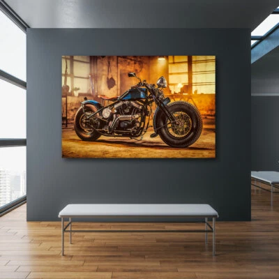 ACRYLGLAS WAND BILD CUSTOM BOBBER MOTORRAD VINTAGE WERKSTATT GARAGE BILDER - Bild 1 von 4
