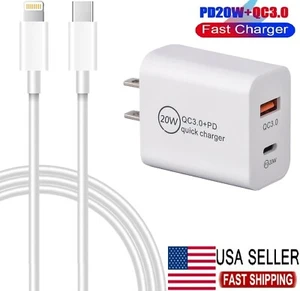 USB-C Fast Charging 20W Type-C Power Block Adapter Charger for iPhone 15 Pro Max - Picture 1 of 14