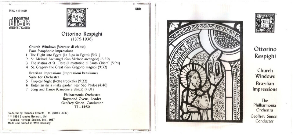 Respighi: Church Windows; Brazilian Impressions CD W. Germany #0322KJ - Image 1 of 1