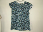 Jack Wills 8 Blouse Top, Navy And Blue, Florals, Semi Sheer Floaty, Cap Sleeves