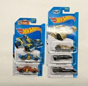Set Of Five 2015-16 Carded Hot Wheels Die Cast Cars 2 BatMobiles 2 Knight Dragon - Picture 1 of 9