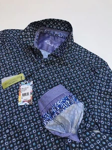 Camisa Robert Graham Nicholson Para Hombre Cachemira Floral Azul Calce Clásico Talla M $228 - Imagen 1 de 10