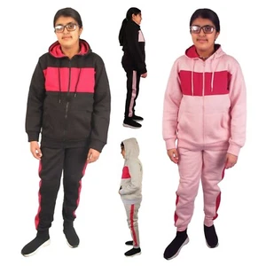 Girls Kids Tracksuit Hoodie Joggers Fleece Sports Gym Jogging Bottoms School PE - Picture 1 of 23