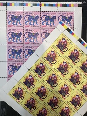 Vietnam 2015 Año Mono Estampillas Tet Año Nuevo Lunar Zodiaco Como Nuevo Hoja Completa Foto 1 de 3