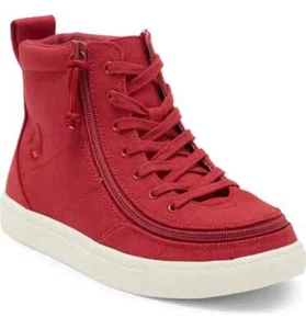 *brandneu* BILLY Jungen Schnür-Reißverschluss hoch dunkelrot burgundischer Sneaker Größe 2 - Bild 1 von 8