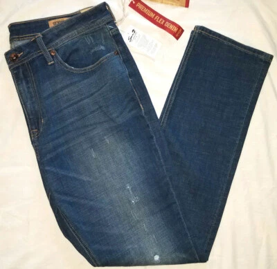 Pantalones de mezclilla ajustados calce recto con parche azul Seven7 para hombre talla W 36 L 34 NUEVO Foto 1 de 4