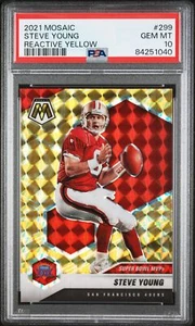Steve Young 2021 Panini Mosaic Reactive Yellow Football Card #299 Graded PSA 10 - Picture 1 of 1