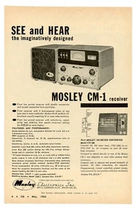 Radioaficionado CQ Mag. Anuncio de receptor MOSLEY modelo CM-1 (5/62) - Imagen 1 de 1