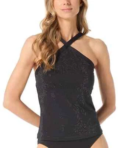 MICHAEL Michael Kors Women's Studded High-Neck Tankini Top Black $162 Size M - Picture 1 of 2
