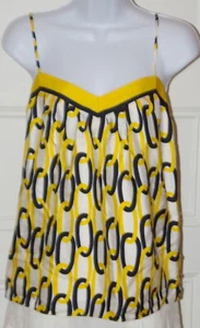 Nueva con etiquetas Cami Estampado Eslabón de Cadena Milly en Amarillo y Negro con 8 Botones Laterales Dorados Talla 2 - Imagen 1 de 7