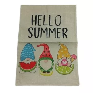 Hello Summer Garden Flag Seasonal Gnomes Gnomies Farmhouse Outdoor Decor - Picture 1 of 3