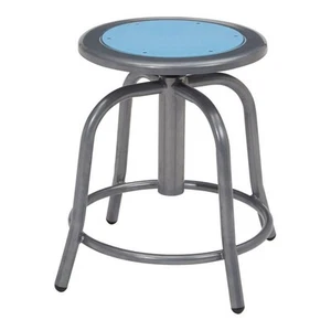 Pemberly Row 18-24" Swivel Metal Stool with Blueberry Seat in Gray - Picture 1 of 1
