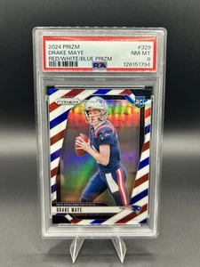 🔥 DRAKE MAYE 2024 PANINI PRIZM ROOKIE RED WHITE BLUE RC PSA 9 Q0878 🔥 - Picture 1 of 4