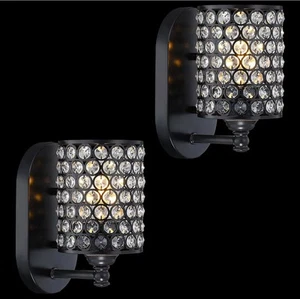 2 Pack 1 Light Modern Concise Polyhedral Crystal Shade Wall Sconce Light Fixture - Bild 1 von 6