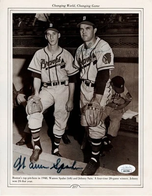 Warren Spahn Johnny Sain Signed Autographed 8.5X11 Book Photo Braves JSA AW17684 - Image 1 of 2