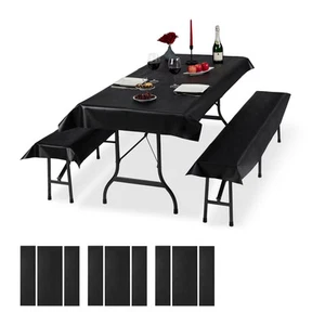 12 x Bierzeltgarnitur Auflage Bierbankauflage Biertischdecke schwarz Sitzauflage - Bild 1 von 7