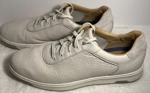 DAXTON MEN SHOE 10M WHITE/BONE SOFT LEATHER SNEAKER BY JOHNSTON & MURPHY - Picture 1 of 12