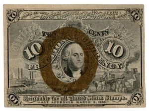 (1863-67) Zweite Ausgabe 10 Cent Bruchschein, Fr. 1244 - Bild 1 von 2