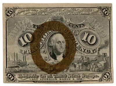 (1863-67) Second Issue 10-cent Fractional Note, Fr. 1244 - Image 1 of 2