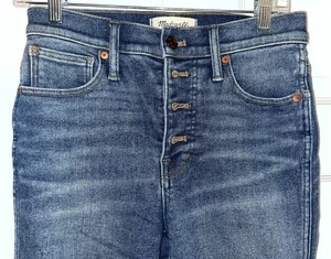 Madewell 10" High Rise Skinny Jeans Damen Gr. 26 Medium Wash Button Fly Raw Hem - Bild 1 von 5