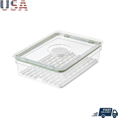 Grandes caixas de armazenamento de produtos de plástico transparente com tampa hermética e bandeja removível novas - Imagem 1 de 4