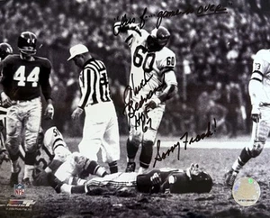 Chuck Bednarik Signed 8x10 Photo with COA Hitting Gifford with Inscription - Picture 1 of 3