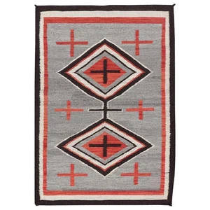 5×8 Ft Gray Navajo Wool Kilim Rug Native American style Southwest Aztec Area Rug - Picture 1 of 6