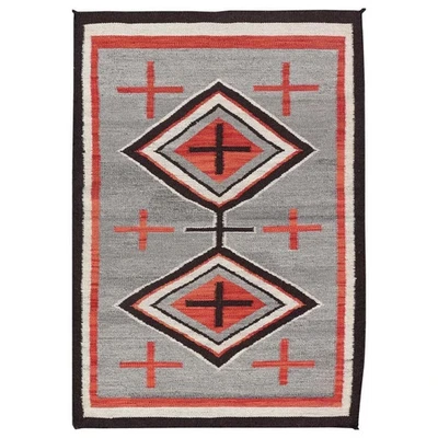 5×8 Ft Gray Navajo Wool Kilim Rug Native American style Southwest Aztec Area Rug - Image 1 of 4