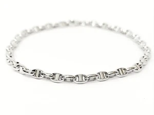 Bracciale catena marinara a moduli lucidi lavorato in Oro Bianco - 18 kt ( 750 ) - Imagen 1 de 7