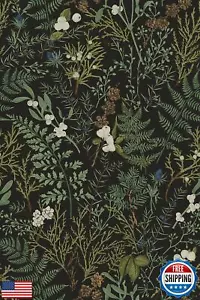 Dark Green Fern Botanical Shelf Liner Contact Paper Self Adhesive Vinyl Botan - Picture 1 of 5