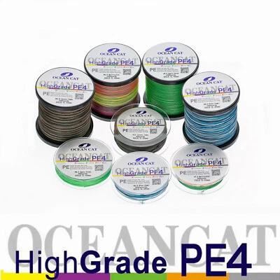 Línea de pesca trenzada Ocean Cat 4 hilos cero estiramiento suave superpotencia línea PE Foto 1 de 4