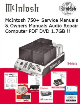 McIntosh Service, Owner, Manuals Schematics HiFi Audio Repair PDF Computer DVD - Image 1 of 4