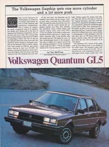 1983 Volkswagen Quantum GL5 Sedan, Detailed American Car Magazine Road Test - Picture 1 of 1