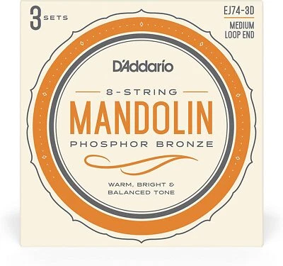 3 Pack D'Addario EJ74 Mandolin Strings, Phosphor Bronze, Medium 11-40 EJ74-3D - Image 1 of 3