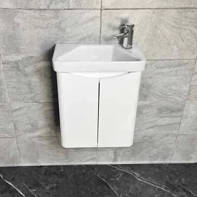REFLECTIONS Rio 500 x 280mm Wall Hung Cloakroom Vanity Unit with Ceramic Basin Sink White
