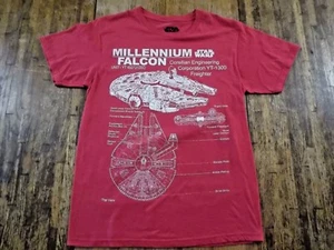 STAR WARS MILLENNIUM FALCON Han Solo Blueprint Graphic Red SS T-Shirt Size M - Picture 1 of 4