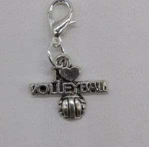 1pc or 10pc "I Heart Volleyball" Zipper Pull/ Charm/ Pendant/ Keychain Bulk Gift - Picture 1 of 2