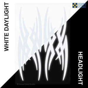 Tribal Reflective Helmet Decals, 4 White Bike Frame Reflector Stickers #877R - Picture 1 of 7