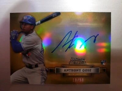 2012 BOWMAN STERLING ANTHONY GOSE ON CARD GOLD AUTO ROOKIE #'D  10/50. BEAUTIFUL - Image 1 of 3