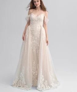 Glitter Lace Wedding Dress Bridal Gown Custom made 2 in 1 Detachable Train 2-28W - Picture 1 of 8