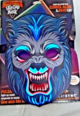 Halloween BEATSYNC Sound Responsive Lighted Wolf Mask One Size NWOT NEW - Image 1 of 4