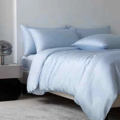 Комплект постельного белья из 100% шелка шелковицы однотонный пододеяльник простыня наволочка комплект - Изображение 1 из 4