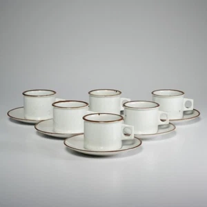 Dansk Brown Mist Gray Flat 6 Cups 6 Saucers Niels Refsgaard Denmark MCM B - Picture 1 of 5
