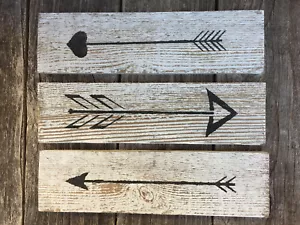 Wood ARROWS 3 PC Sign Rustic Farmhouse Decor Cabin Wedding Entry Wall Pub Art HP - Picture 1 of 4