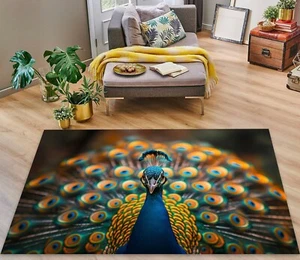 Peacock Themed Rug,Colorful Rug,Animal Rug,Cool Rug,Living Room Rugs, Office Rug - Picture 1 of 12