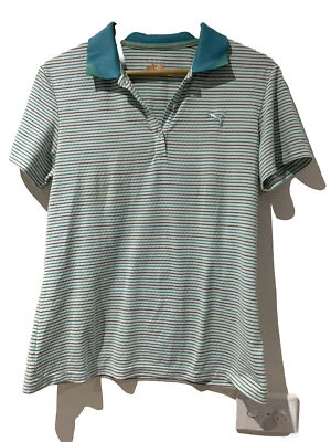 Puma Golf Shirt Polo Womens Stripe Large Size 14 Uk - Image 1 of 4