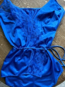 Vintage Cine Star lebendig blau 1 Stück Nylon Strampler Druckknopf Schritt Spitzenborte MEDIUM - Bild 1 von 16