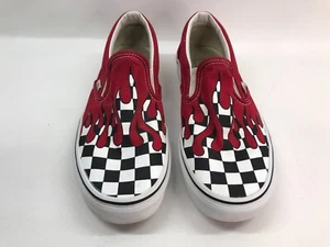 vans red with checkered flames men's 8 - Picture 1 of 8